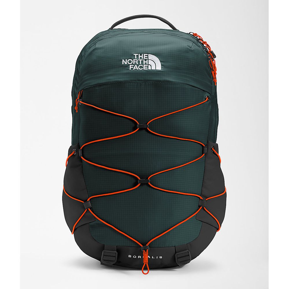 The North Face Backpacks Mens Australia - The North Face Borealis Dark Green / Red Orange (VUP-56981